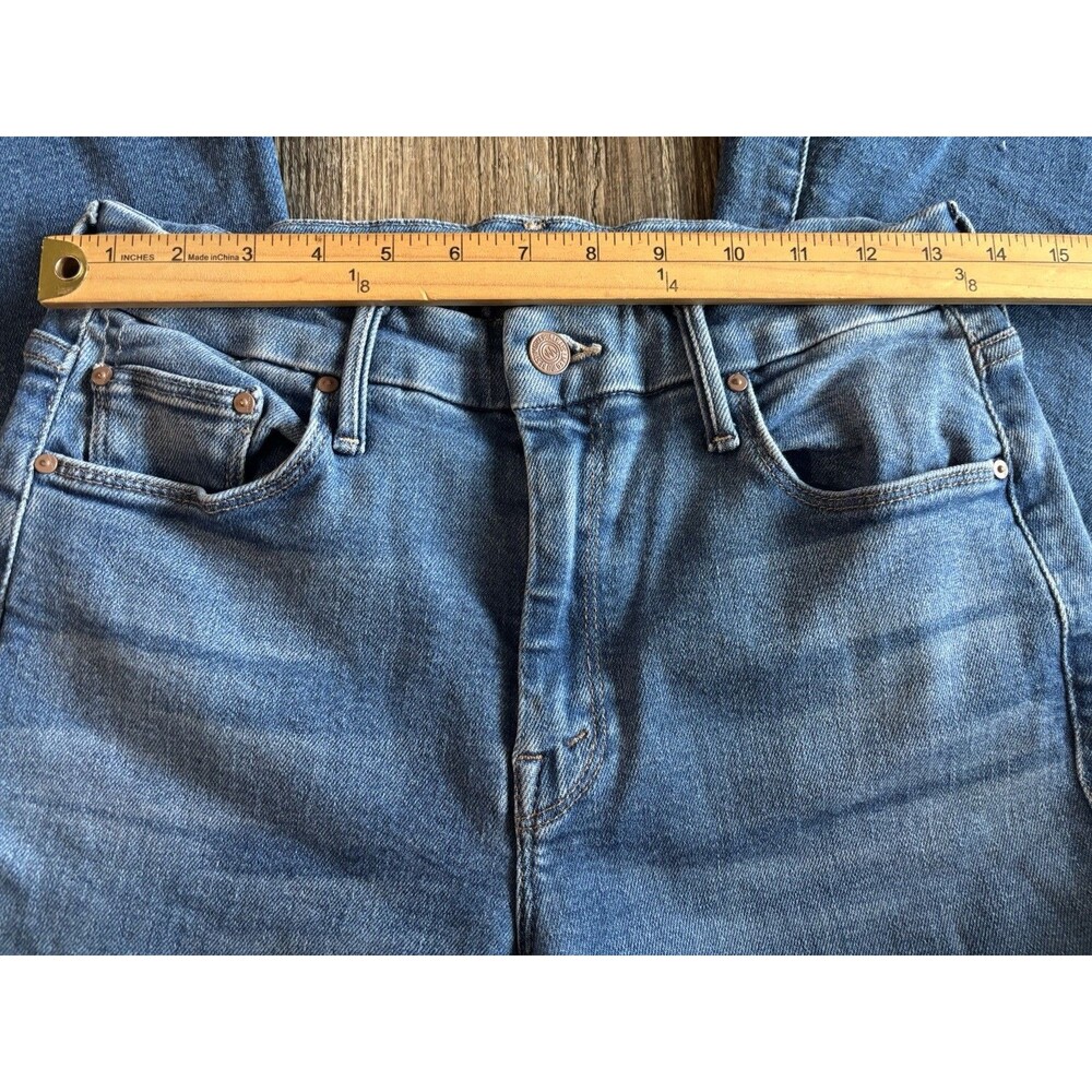 MOTHER The Lil Roller Fray Wide Leg Blue Stretch Jean NWOT Size 27 MSRP $258 - Picture 6 of 14